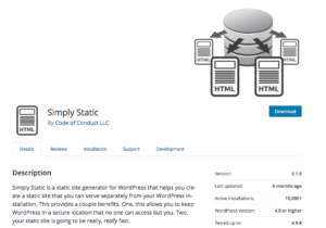 Wordpress Plugin Simply-Static
