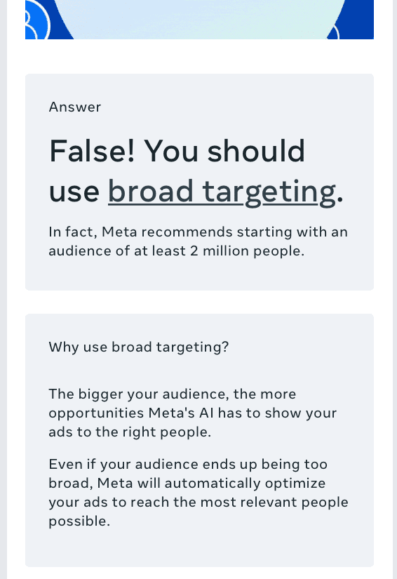 Meta AI Broad Targeting